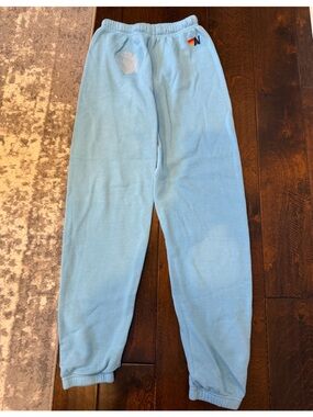 Aviator Nation Light Blue Track Joggers with Sparkle Heart
